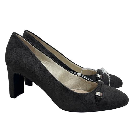 Lifestride Shoes - Lifestride Gianna Pumps 9W Gray Heels Comfort Microsuede Almond Toe Slip On